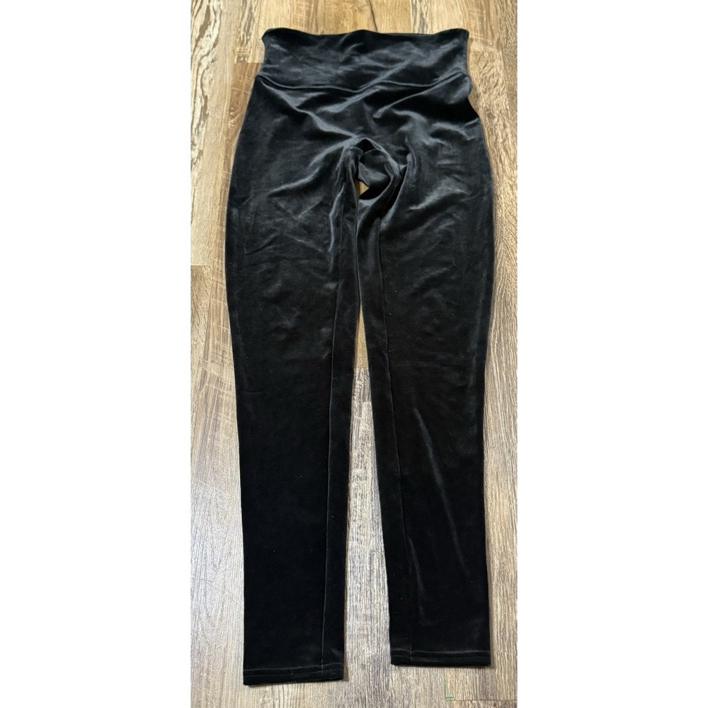 SPANX Ready-To Wow Velvet Leggings Womens Large Black High Rise 2070 NWOT